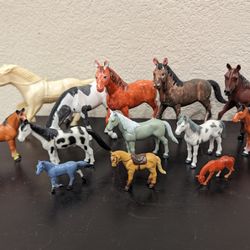 Plastic Toy Horses Lot - 13 Horses
