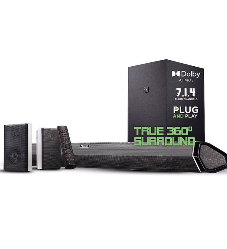 Nakamichi Shockwafe Pro 7.1.4 Channel 600W Dolby Atmos Soundbar with 8" Wireless Subwoofer, 2 Rear Surround speakers