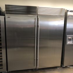 Sub Zero 72” Wide Built In Side By Side Stainless Steel Refrigerator Only Columns 
