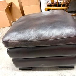 Brown leather ottoman
