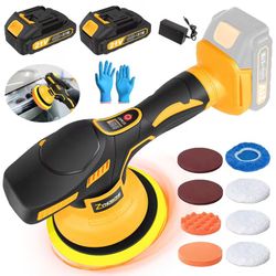 [NEW] 21V Cordless Car Polisher - Dual Action Buffer with 2 Batteries