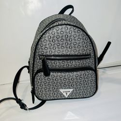 Grey Black GUESS Mini Backpack Purse Bag