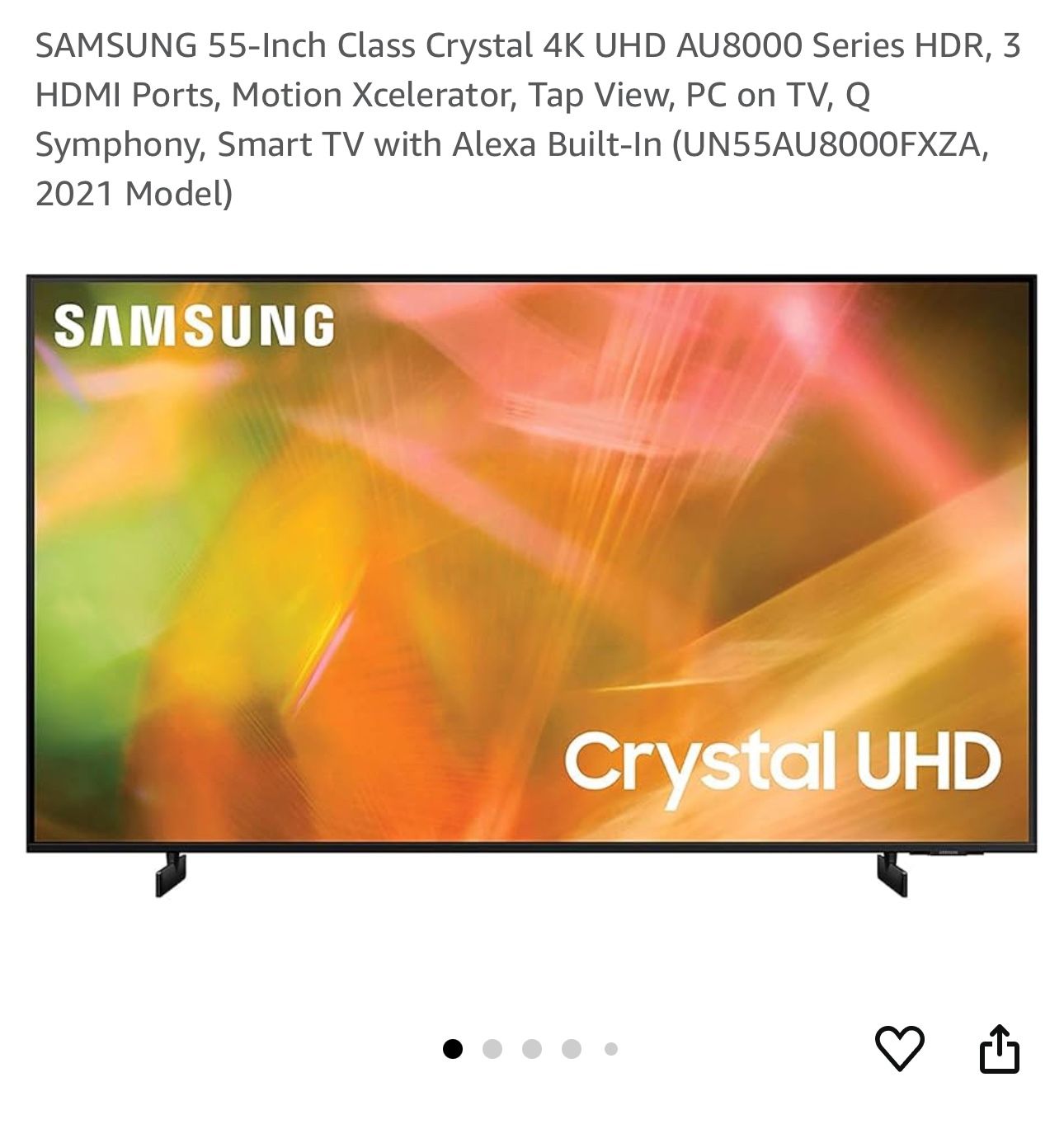 SAMSUNG 55-Inch Class Crystal 4K UHD AU8000 Series HDR, 3 HDMI Ports, Motion Xcelerator, Tap View, PC on TV, Q Symphony, Smart TV with Alexa Built-In