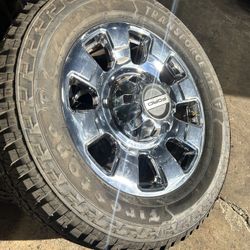 20” OEM 2025 Ford F350 F250 chrome wheels King Ranch Firestone AT2 LT285/60R20 99% 