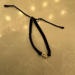 Black Bracelet With Cream Skull