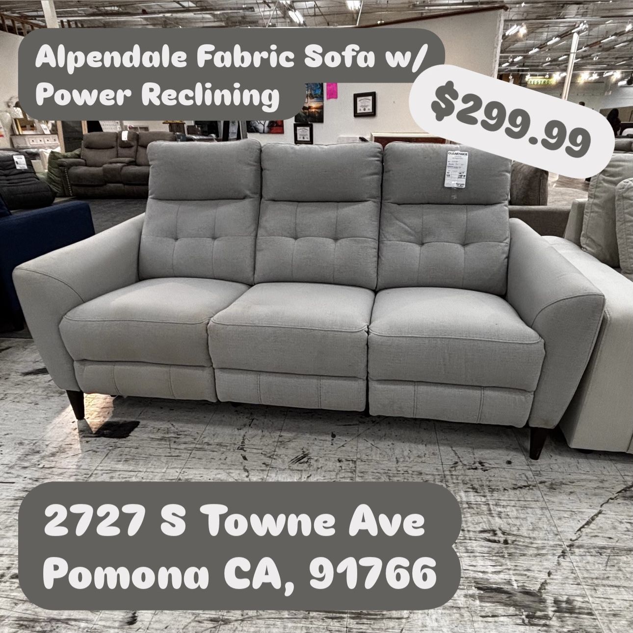 Alpendale Fabric Sofa W/ Power Reclining