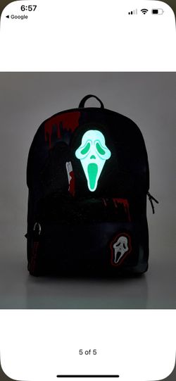 NEW SCREAM Ghostface Horror Slasher Halloween Glow In The Dark Backpack W/ Charm