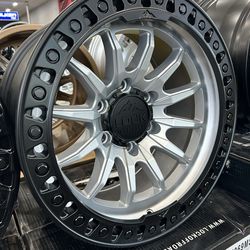 LOCK OFF-ROAD TRAIL 17x9 6x139 offset 1mm MATTE SILVER/MATTE BLACK RING $225 each