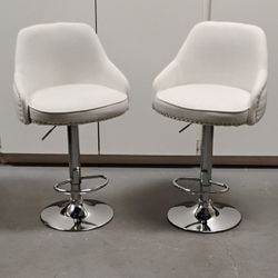 Adjustable Chrome Fabric Swivel Stools 