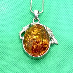 Sterling Amber Necklace