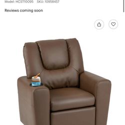 Kids Recliner with Cup Holder- Brown