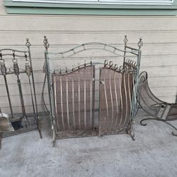 Iron Fire Cover/ Tools/ Wood Holder