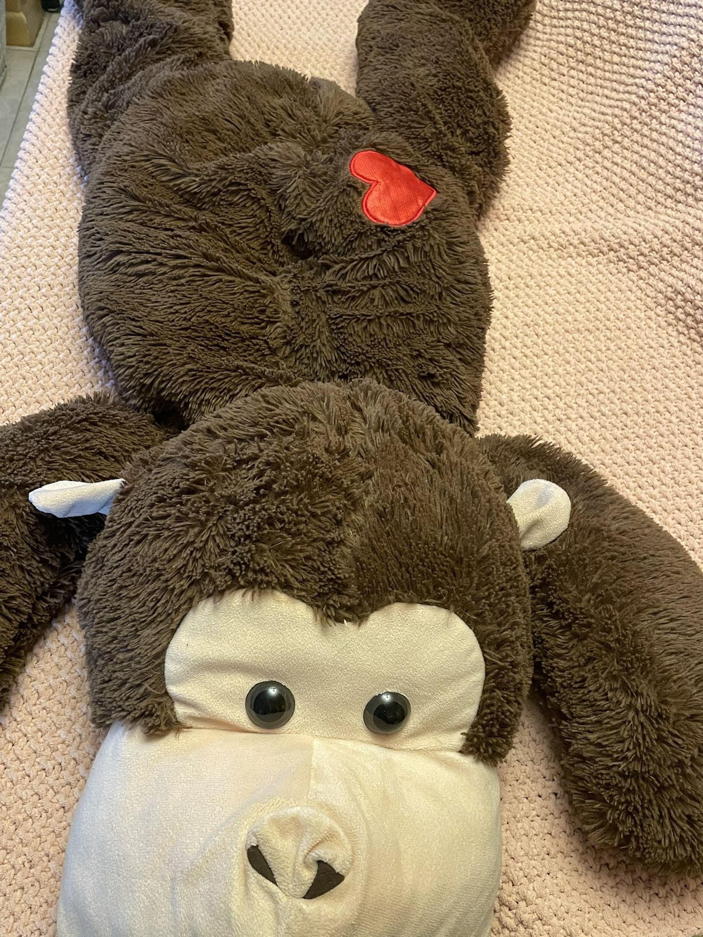 Extra Large Stuffed Monkey with Heart Decal