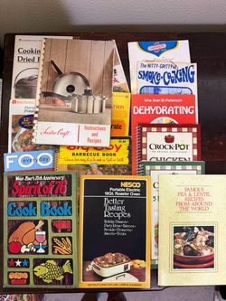 Vintage Assorted Cookbook Lot Bbq, Crockpot, Dehydrating & More