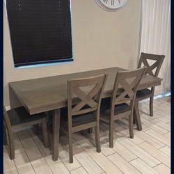 Kitchen Table With A Bench And Four Chairs Wood