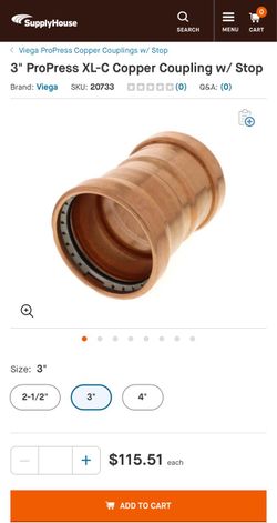 3" ProPress XL-C Copper Coupling w/ Stop