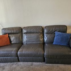 Macy's 3 Pieces Recliners Leather Sofa
