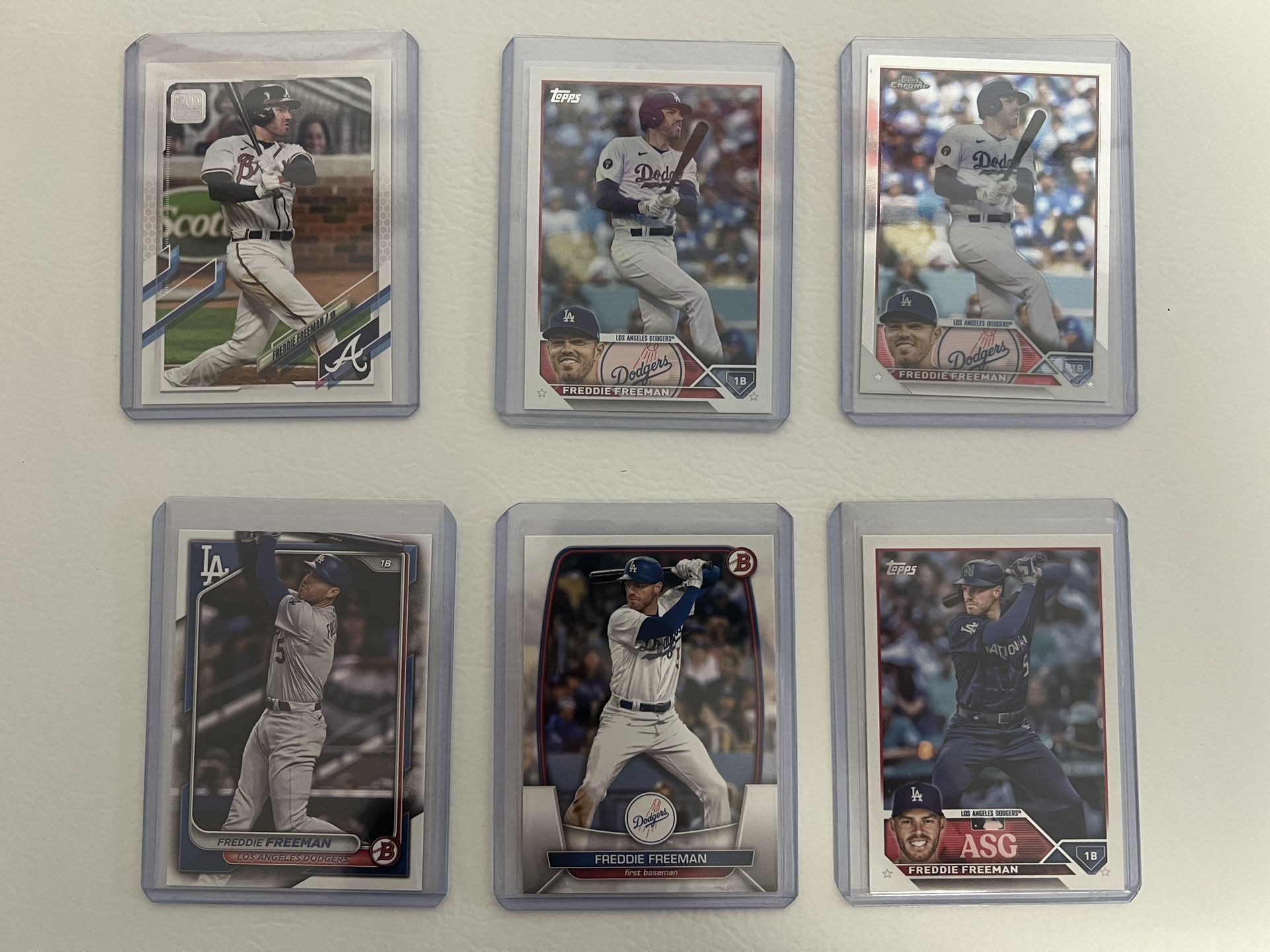 Freddie Freeman Los Angeles Dodgers Lot of 6 Cards Topps Chrome Bowman