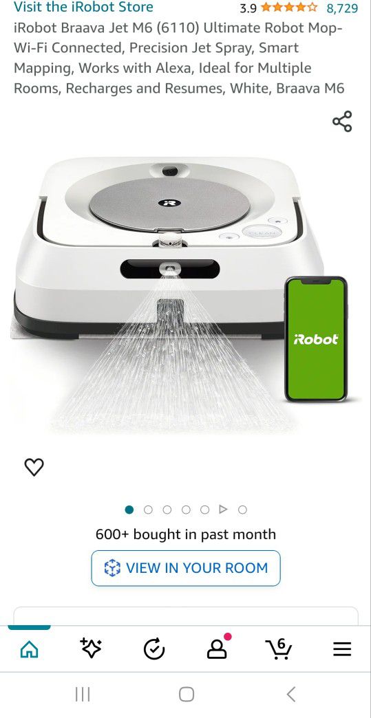 iRobot Braava Jet M6 (6110) Ultimate Robot Mop- Wi-Fi Connected, Precision Jet Spray, Smart Mapping, Works with Alexa,