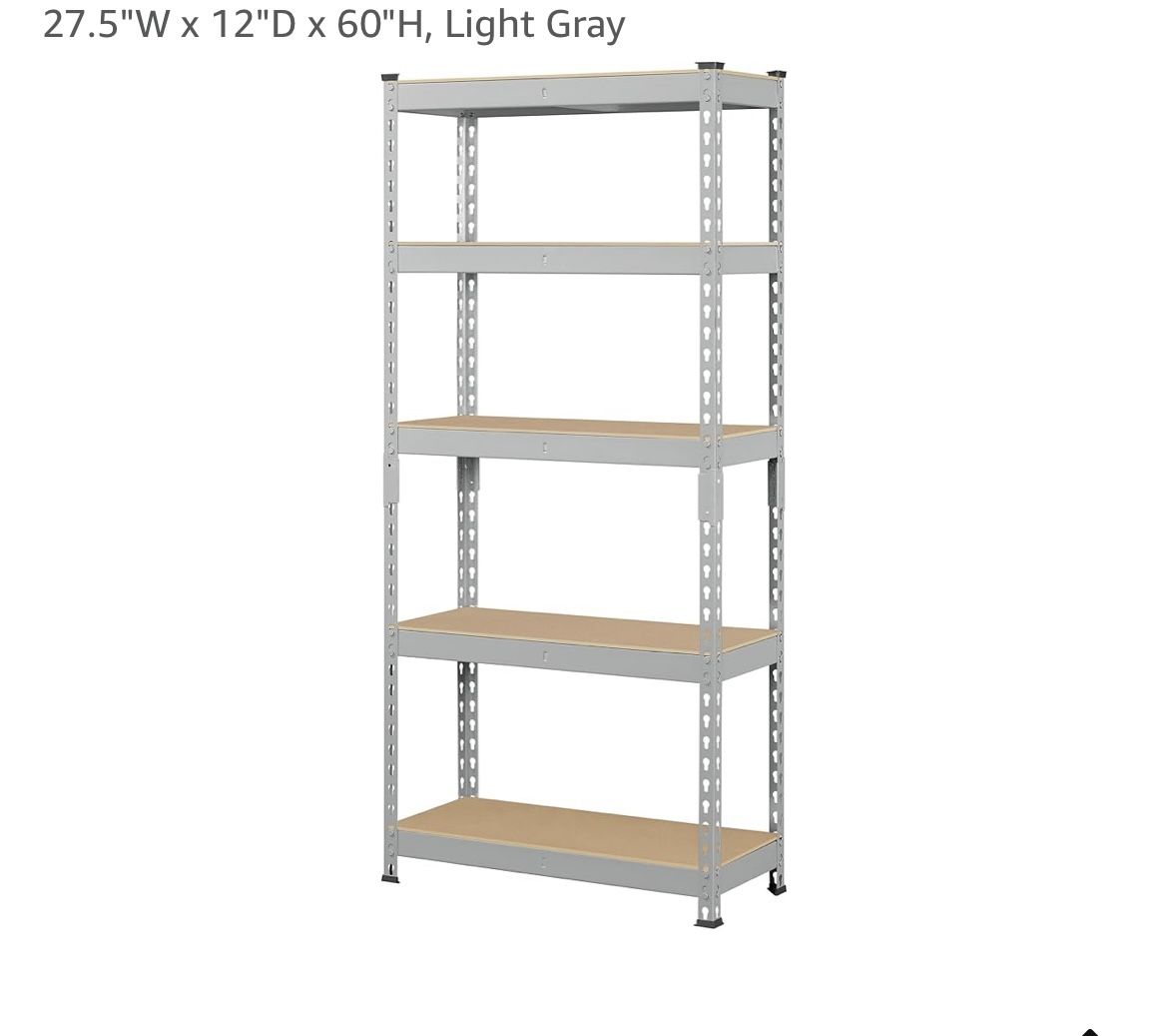 Storage Shelves 5 Tier Garage Shelving Heavy Duty Garage Shelves Adjustable Metal Shelving Unit Utility Rack Industrial Shelving for Warehouse Pantry 