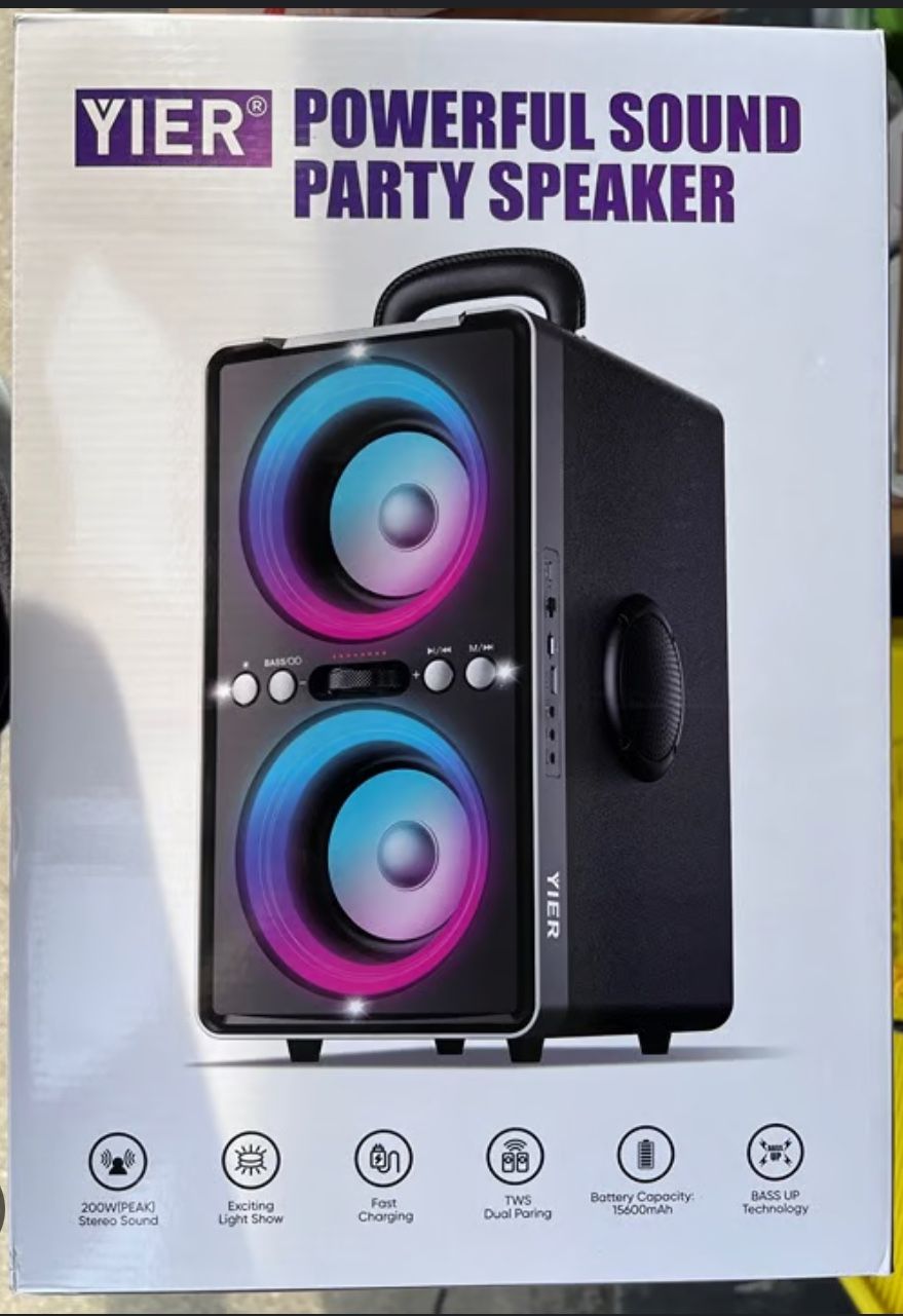 200W Peak Portable Loud Stereo with Subwoofer