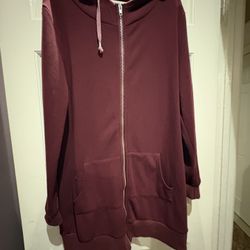 Zeagoo Maroon Full Zip Hoodie Jacket L