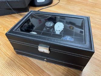 12 Watch storage box with bottom drawer. + Custom strap divider and jewelry organizer
