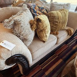 Tan Fabric Loveseat