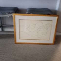 Gold Frame With Women Sketch,laying Down