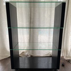 Set Of 3 Wood & Glass Bookshelves 