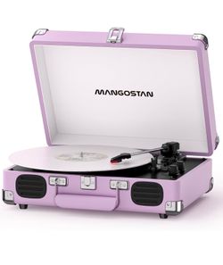 Vintage Bluetooth Record Player – 3-Speed Suitcase Turntable (Purple) - Brand New