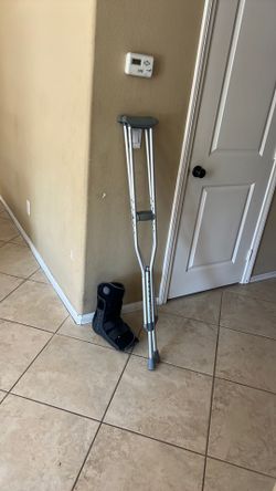 Boot and crutches