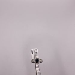 14kwg Womens Sapphire & Diam Ring