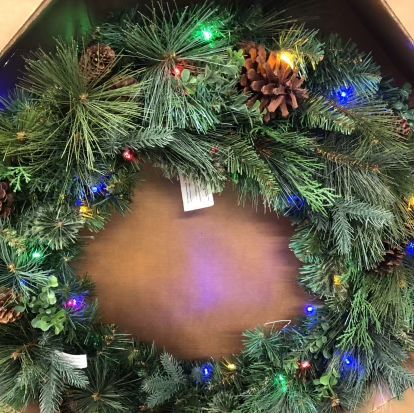 32" Greenery Wreath with 50 Dual Color Lights