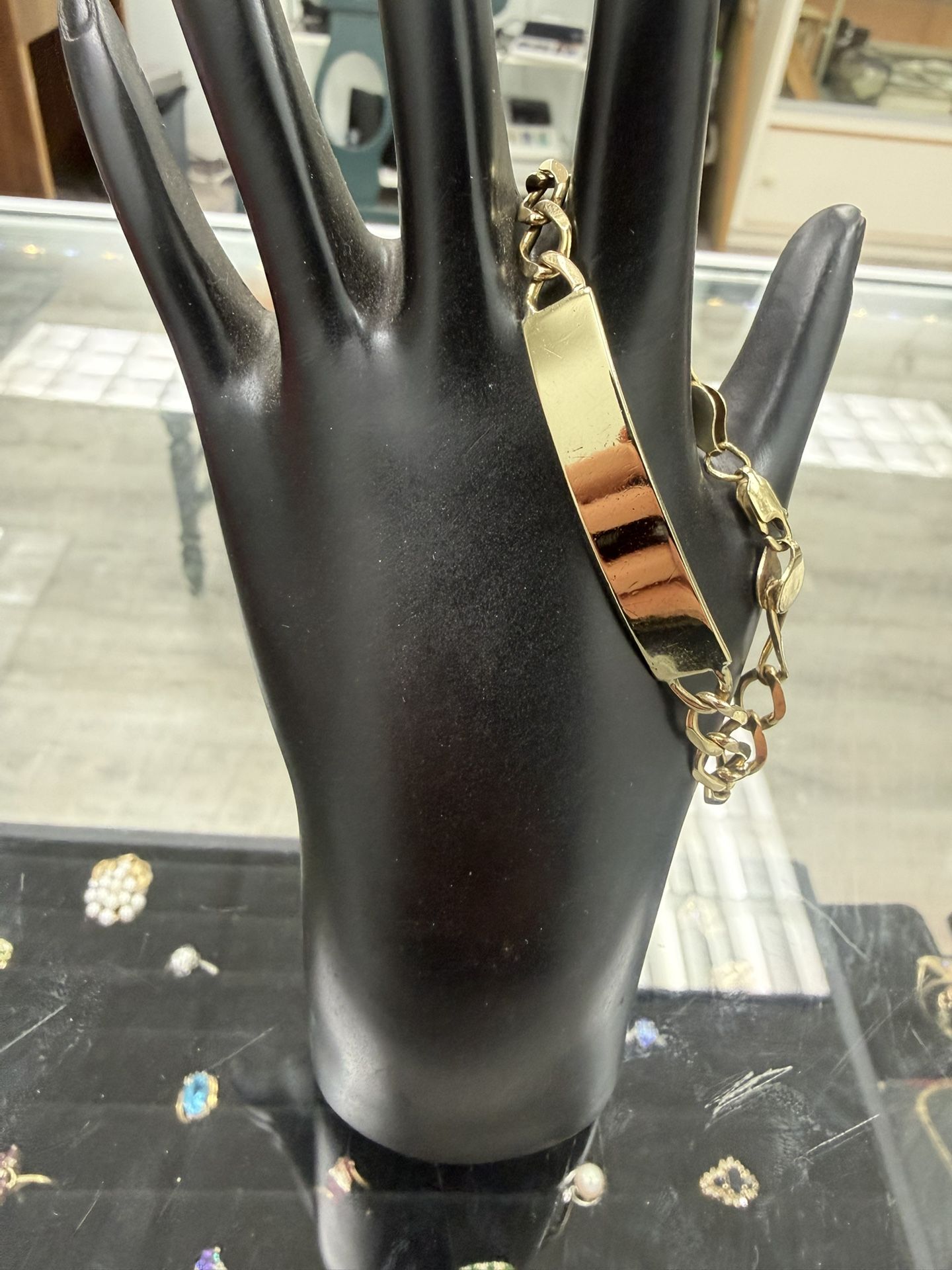 12kt Solid Fígaro ID Tag Gold Bracelet