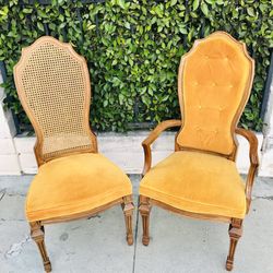 BERNHARDT / HIBRITEN Italian Provincial Cane Back Dining Arm Chairs