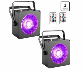 2-Pack RGB Rechargeable COB Par Lights for Stage Party 20H Single-Color 6H Charging, Remote & DMX512 Control, Sound-Activated, Battery Par lights for
