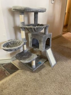 Small gray cat tree