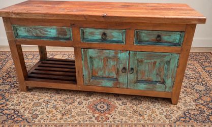 Solid rustic wood vintage tv stand/buffet table from the 60s. Can deliver within 30 miles