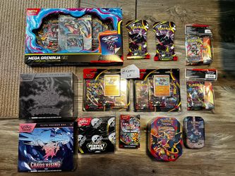 pokemon etb, booster bundle, blister, tin, sleeve, chaos rising, pitch black, perfect order.