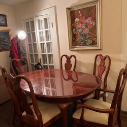 Dining Table And Chairs Set Of 6 - Formal High Polished maple 🍁  Wood