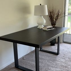 64” Solid Wood Modern Dining Table with Metal Base