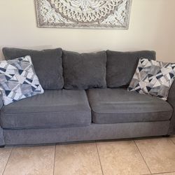 2 Grey Couches, One With Queen Size Sofa Bed 