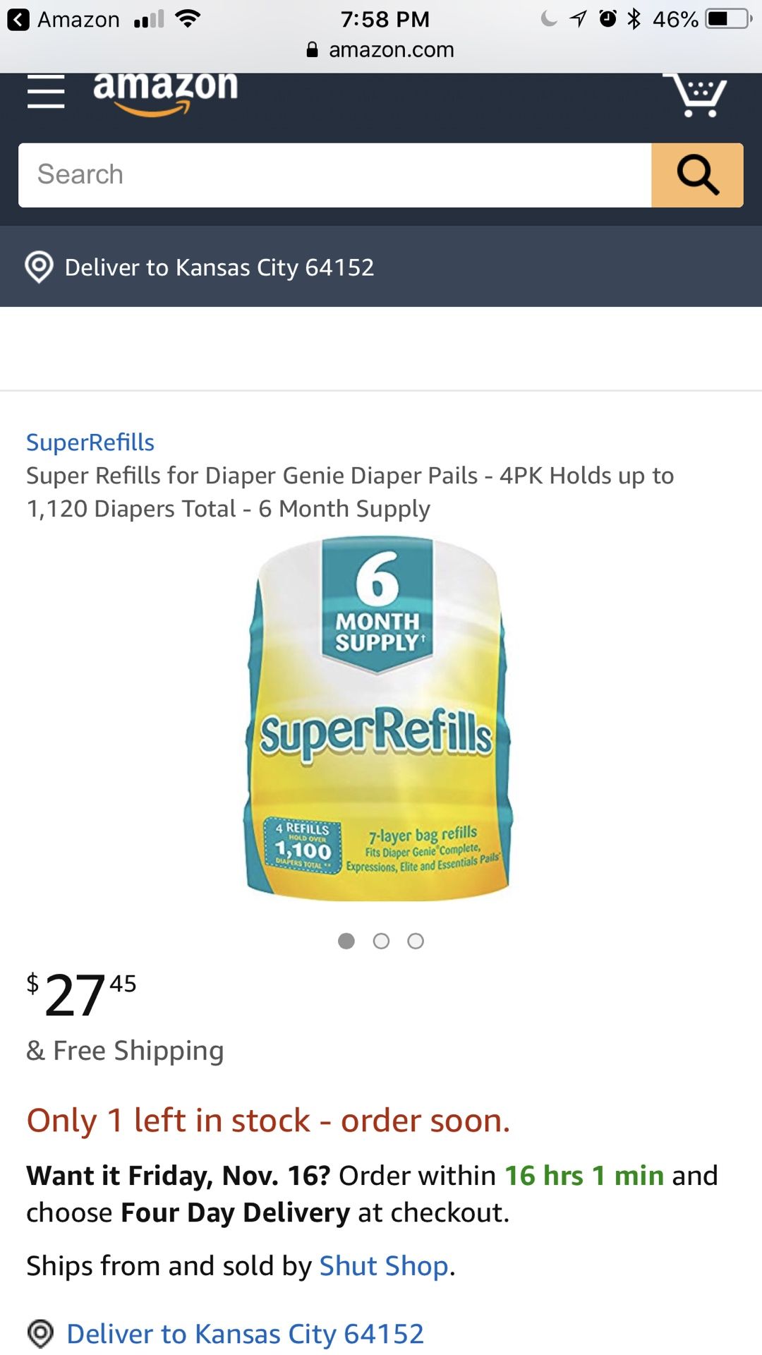 Diaper genie super refills 6 month supply - new $27