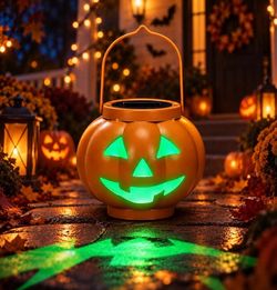 Halloween Pumpkin Solar Lantern with Handle