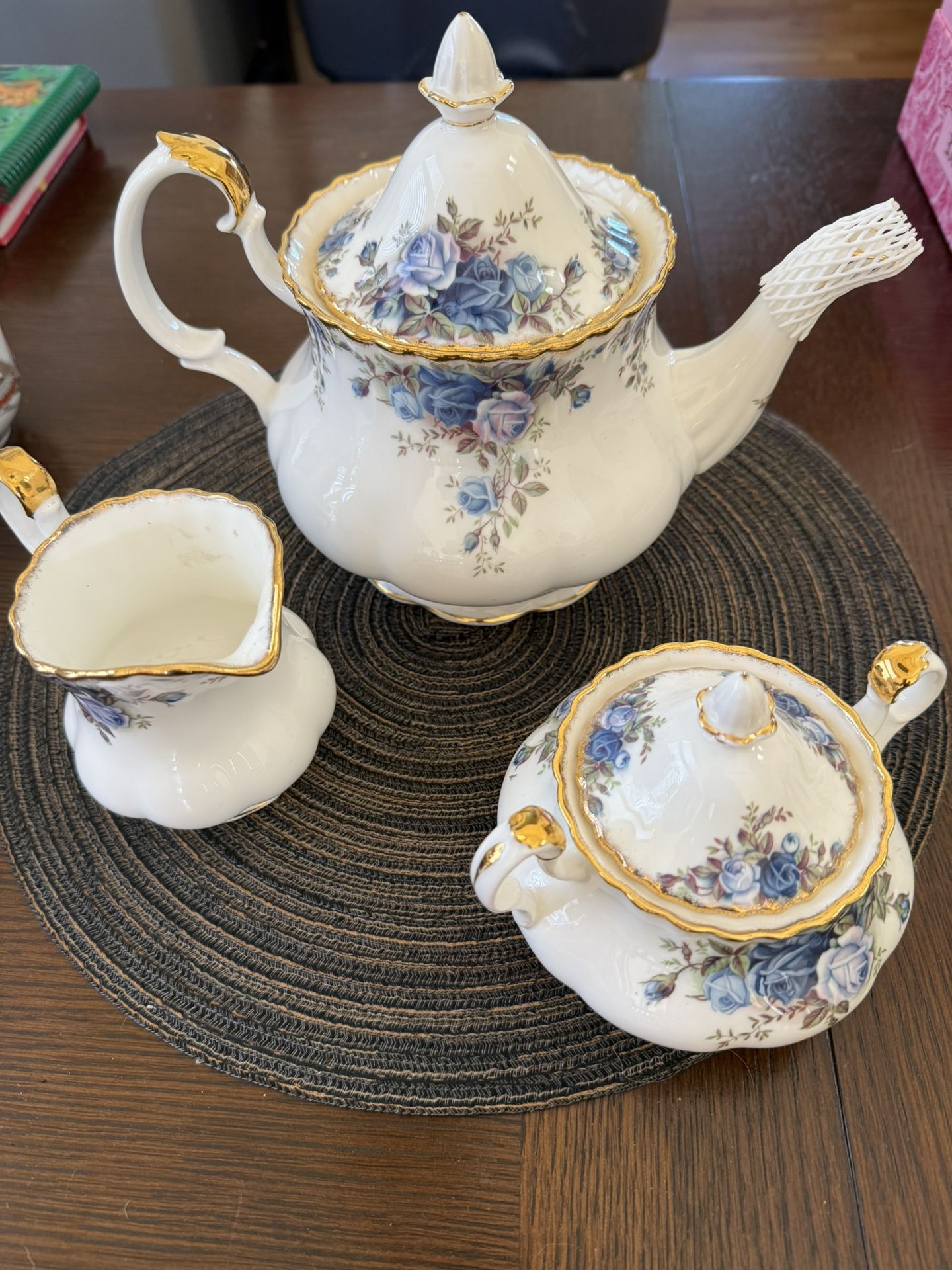 Rare Vintage Royal Albert Bone China New Teapot Sugar And Creamer Set