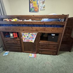 Twin Size Loft / Captain Bed with Storage and Hidden Back Area