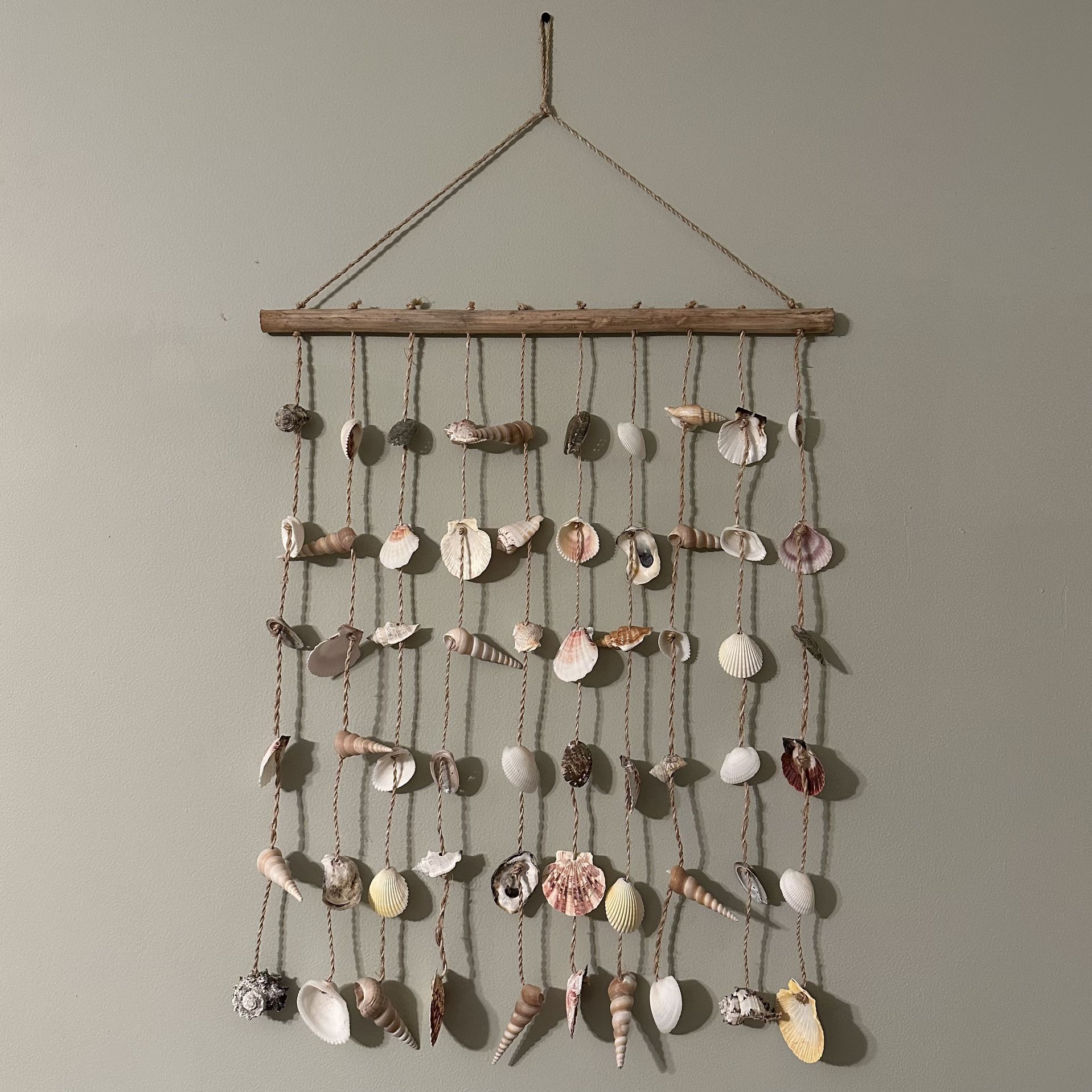 Handmade 37” Driftwood & Seashell Tropical Wind Chimes