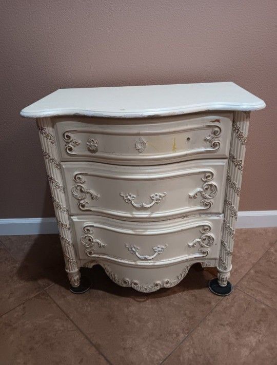 Coaster Brand Antique White Wooden Bed Side Table Nightstand Upcycle Repurpose Restoration Project