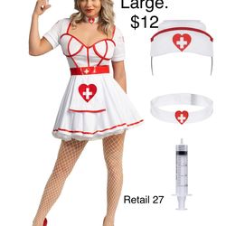 Nurse Costume Large Women Halloween Valentines/ Traje de Enfermera Grande Mujer